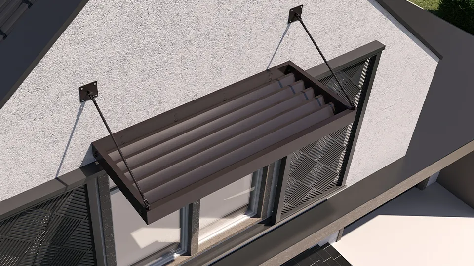 An arial view of an Artisan-LS canopy showing off the detailed louvered canopy.